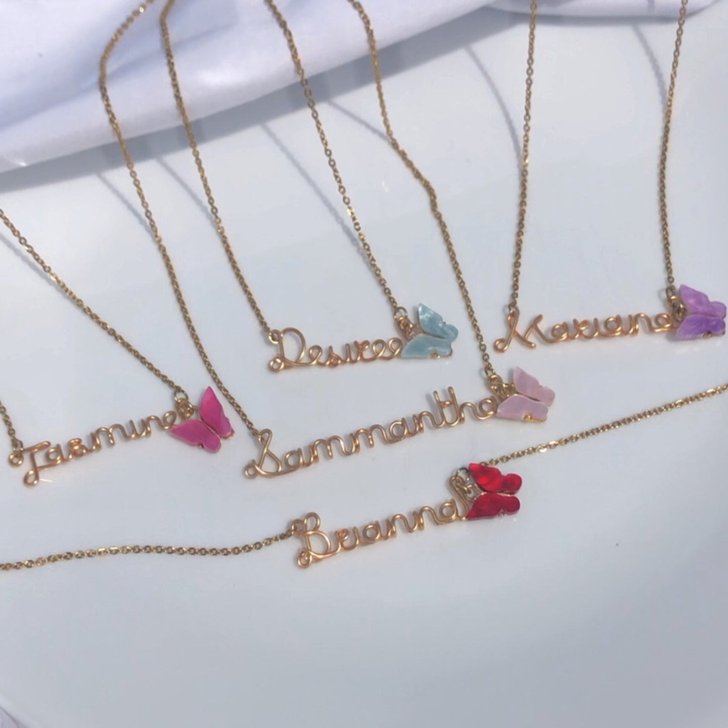 scripted butterfly name necklace ʚɞ