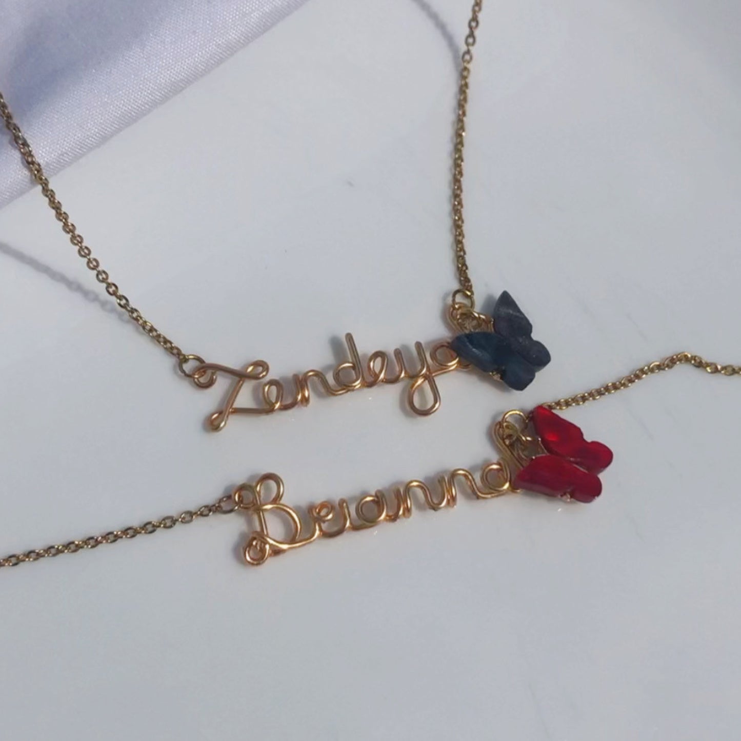 scripted butterfly name necklace ʚɞ