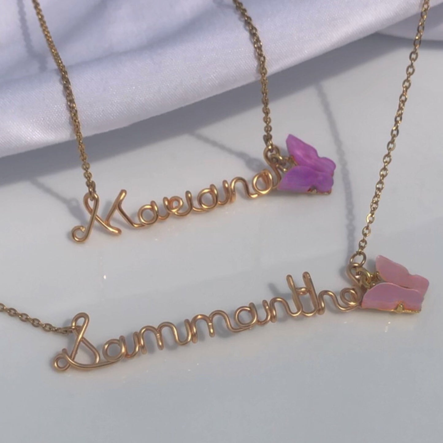 scripted butterfly name necklace ʚɞ