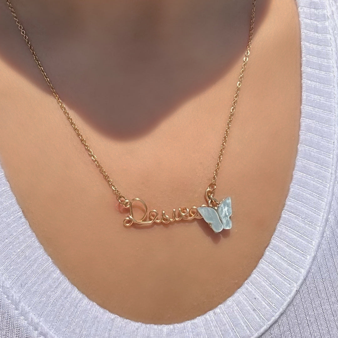 scripted butterfly name necklace ʚɞ